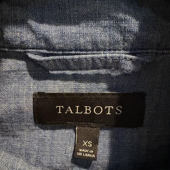 Talbots Jacket Women XS Extra Small Blue Chambray Utility Drawstring Funnel Neck - Picture 2 of 11
